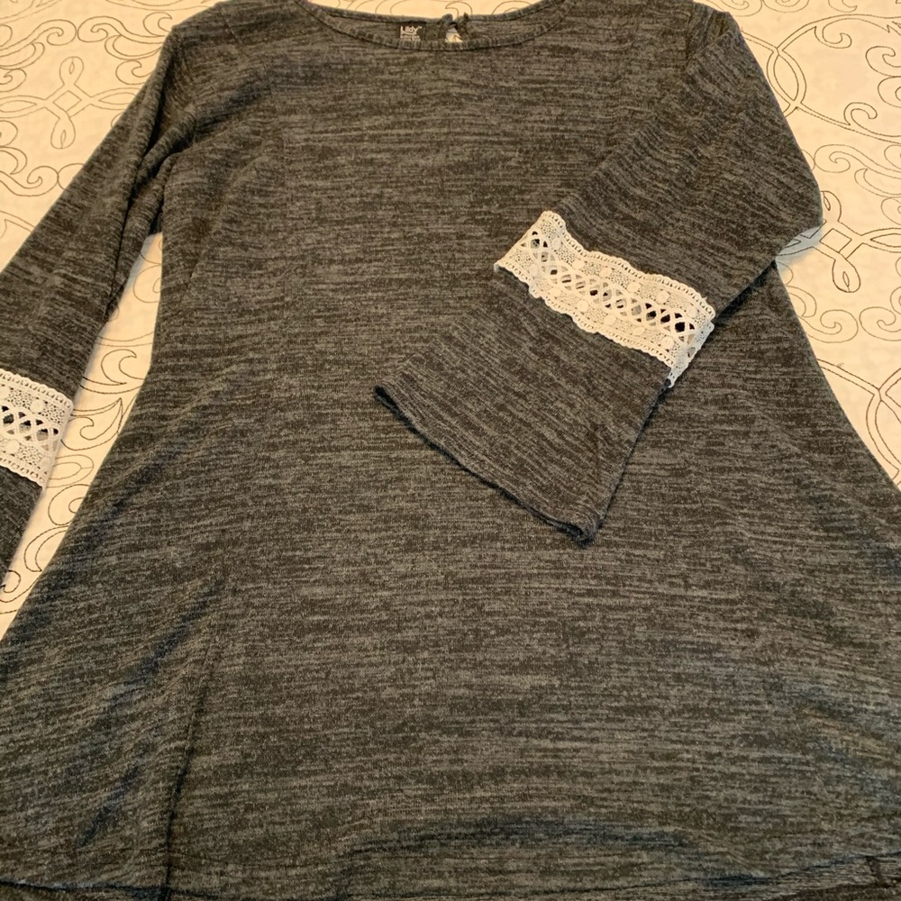 Lildy dark grey long sleeve blouse